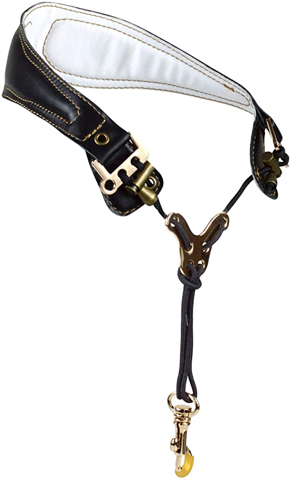 adorence Premium Saxophone Neck Strap (Handmade with Genuine Leather,Breathable Pad & Metal Hook) - Less Stress Ergonomics Design Sax Strap