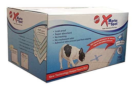 SPOT X Marks The Spot Extra Absorbent Pee Pads | Puppy Pads | Puppy Pads with Adhesive | Training Pads | Dog Pads | Dog Pee Pads | Dog Potty Pads | Adhesive Strips | 22"X22" | 100 CT