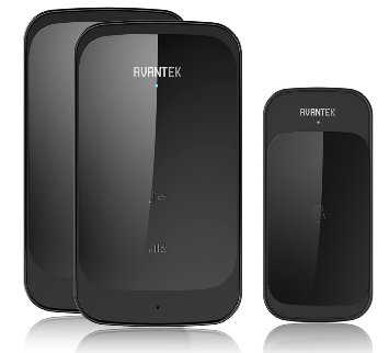 Wireless Doorbell AVANTEK DT42 Digital Door Bell Kit 36 Chimes 1000ft  300m Range 1 Touch Button and 2 Plug-in Receivers Black