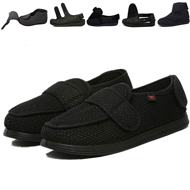 JIONS Women Men Adjustable Velco Extra Wide Shoes Swollen Feet Diabetic Edema Boots Slippers, Unisex Indoor Outdoor Sandals Large Size 5-14