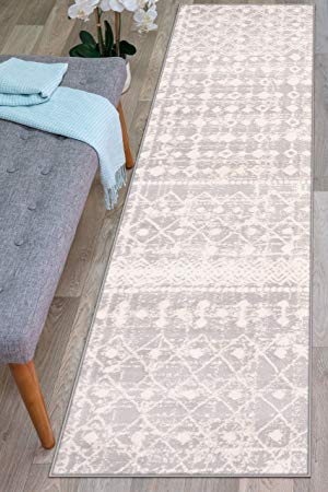 Rugshop Geometric Trellis Bohemian Design Runner Rug 2' x 7' Gray