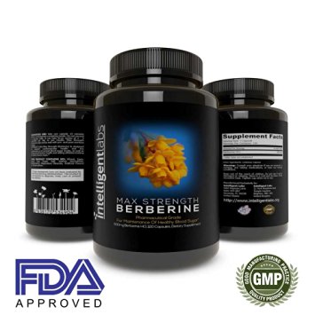 Max Strength Berberine 1500mg, Intelligent Labs Berberine HCL Plus - Purest and Most Effective Berberine Supplement Available, 100% Money Back Guarantee, 500mg Capsules