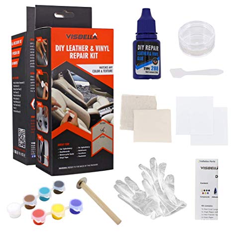 Visbella DIY Leather Repair and Vinyl Repair Kit - Patch Leather and Vinyl with Ease for Car Seats, Boat Seats, Shoes, Couches, Repair and More.