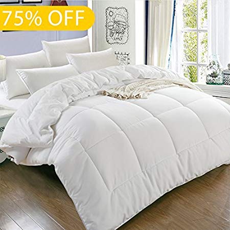 King Comforter (90 by 102 inches) - White Down Alternative Comforters Hypoallergenic Quilted Duvet Insert with Corner Tabs - Balichun Luxury Hotel Collection 1800 Series - All Season