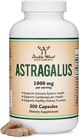 Astragalus Root Capsules - 1,000mg Per Serving (300 Capsules) High in Polysaccharides, Made in The USA for Aging, Cardiovascular, and Immune Support by Double Wood Supplements