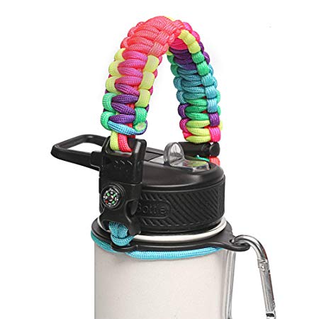 Paracord Handle for Hydro Flask,Survival Strap with Security Ring for Simple Modern and Other Wide Mouth Water Bottles.