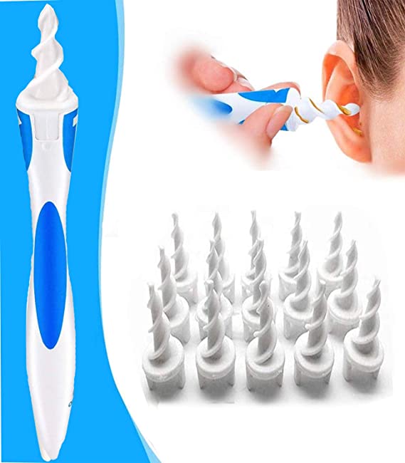 New QGrips Ear Wax Remover Tool- Safe Ear Wax Removal Tool, 16 Pcs Ear Cleaner Swab Soft Safe Spiral Removal Cleaner q-Grips Ear Pick Clean for Adults and Kids (Blue)