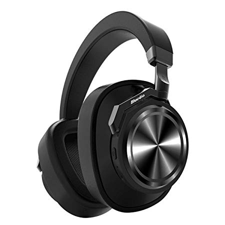 Bluedio T6 (Turbine) Active Noise Canceling Headphones with Voice Control, ANC Over Ear Wireless Bluetooth Headset w/Mic, Cloud Service, 57 mm Drivers, 25 Hours Playtime for Cell Phone/PC (Black)