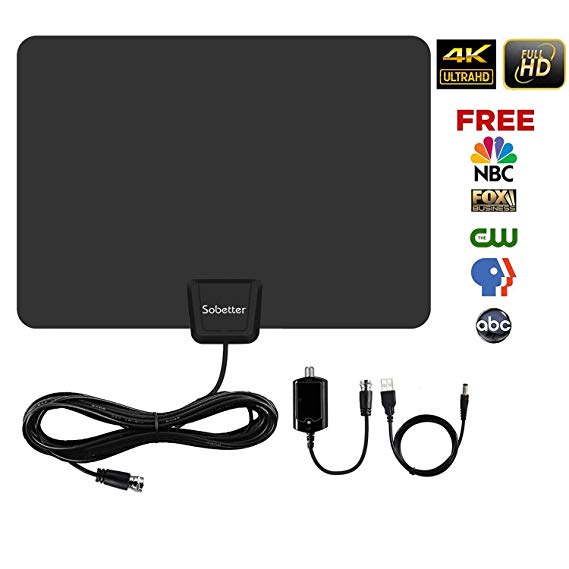 Digital HD TV Antenna 50-80 Miles Range [2018 Upgraded] Compatible 4K 1080P Free TV Channels,Powerful Detachable Amplifier Signal Booster - Longer Coax Cable for All TVs