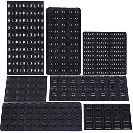 AUSTOR 318 Pieces Black Rubber Feet Bumper Pads Self Stick Bumper Noise Dampening Bumper Feet for Doors, Cabinets, Drawers, Glass, Electrical Appliances