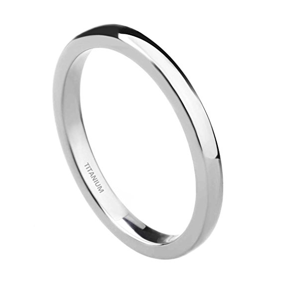 2mm/4mm/6mm/8mm Titanium Plain Dome High Polished Wedding Band Ring Comfort Fit