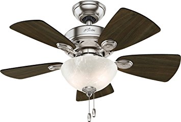 Hunter Fan Company 52092 Watson Ceiling Fan with Light, 34"/Small, Brushed Nickel