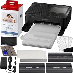 Canon Selphy CP1500 Wireless Compact Photo Printer (Black) Bundle with KP-108IN Color Ink Paper Set (108 Sheets of 4x6 Paper   3 Ink Cartridges)   6-Slot Memory Card Holder   More