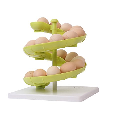 YIXIN Plastic Egg Run Basket Egg Dispenser Holder for Medium to Large Eggs with Base Green
