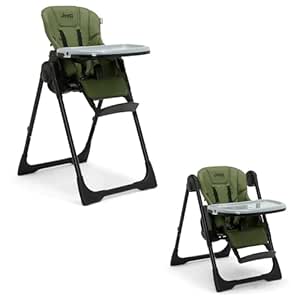 Jeep by Delta Children Classic Convertible 2-in-1 High Chair for Babies and Toddlers with Adjustable Height, Recline & Footrest - Dishwasher Safe Meal Tray, Olive Green