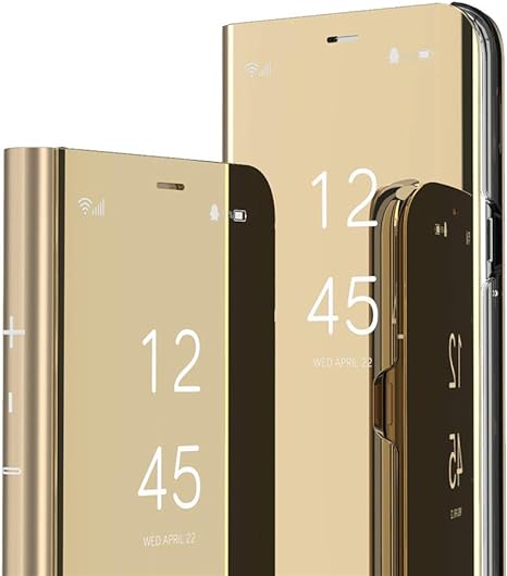 EMAXELER Galaxy S20 FE 5G Case Cover Stylish Mirror Plating Flip Full Body Protective Reflection Ultra Thin Hard Anti-Scratch Shockproof Frame for Samsung Galaxy S20 FE 5G Mirror:Gold