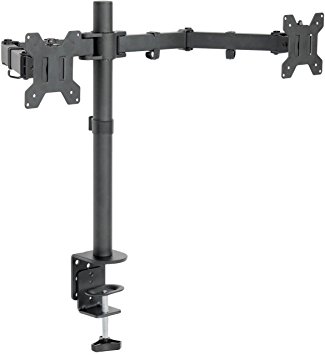 VIVO Dual LCD LED Monitor Desk Mount Stand Heavy Duty Fully Adjustable fits 2 / Two Screens up to 27" (STAND-V002)