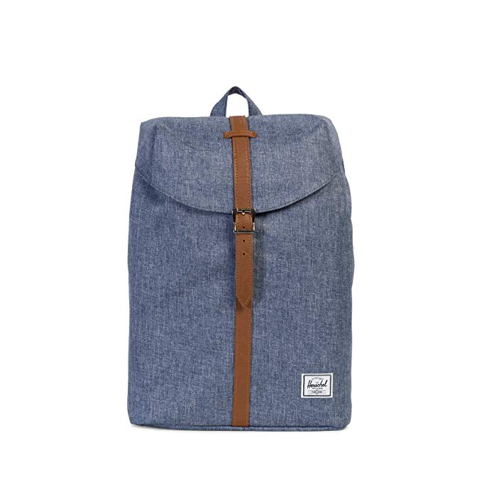 Herschel Supply Co. Post Mid-Volume, Dark Chambray Crosshatch/Tan Synthetic Leather