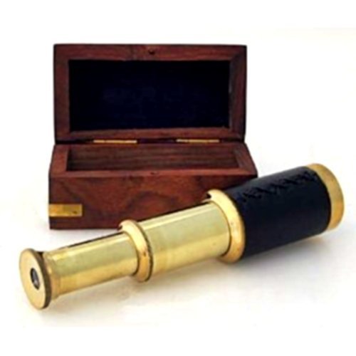 6" Handheld Brass Telescope with Wooden Box - Pirate Navigation Bombay Jewel