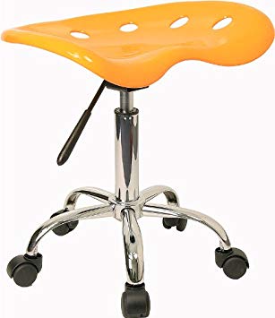 Flash Furniture Vibrant Yellow Tractor Seat and Chrome Stool, LF-214A-YELLOW-GG