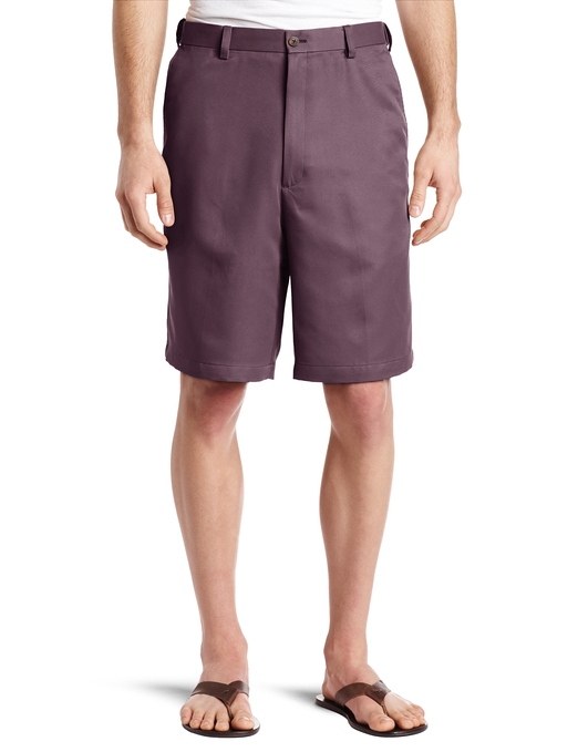 Haggar Men's Cool 18 Gabardine Hidden Expandable-Waist Plain-Front Short