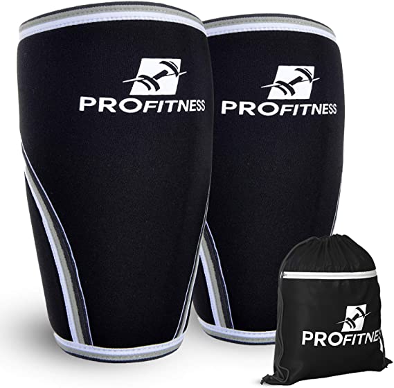 7mm Thick Knee Sleeves Set of 2 – Nonslip Support, Compression Knee Wraps for Weightlifting and Cross-Training with Carrying Bag – Home Gym Workout/Exercise Equipment by ProFitness