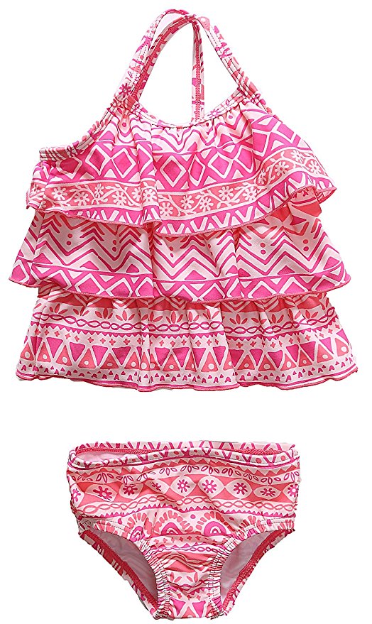 Attraco Baby Girls One Piece Skirt Swimsuit Toddler Swimwear Polka Dot Ruffle