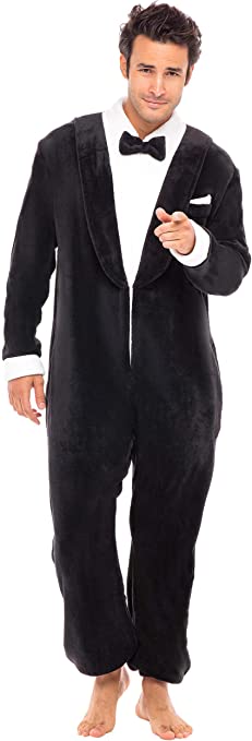 Alexander Del Rossa Men's Warm Fleece One Piece Footed Pajamas, Adult Onesie with Hood