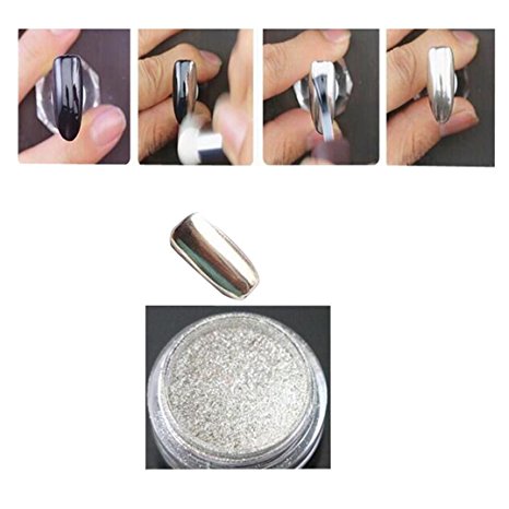 AutumnFall 1g/ Box Gold Sliver Nail Glitter Powder Shinning Nail Mirror Powder Makeup Art DIY Chrome Pigment (Silver)