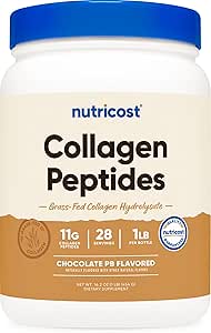 Nutricost Collagen Peptides (Chocolate Peanut Butter Flavored) 1 LB - Grass-Fed Collagen Hydrolysate, Gluten-Free