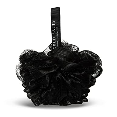 Sacred Salts Ultra Soft Luxury Hand Loofah Shower Sponge in Black for Daily Use | Long Lasting and Tight Fiber | Remove Dead Skin & Get Glowing - All Skin Types