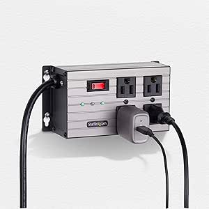 StarTech.com 4-Outlet Industrial Power Strip 125V/15A, EMI/RFI Isolation, Mountable PDU, 8ft/2.4m Power Cord, NEMA 5-15P/R