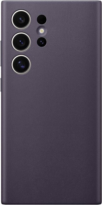 SAMSUNG Galaxy S24 Ultra Vegan Leather Phone Case, Protective Cover with Soft Touch, Elegant Design, Scratch Protection, US Version, GP-FPS928HCAVW, Dark Violet