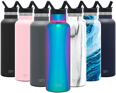 Simple Modern 20oz Ascent Water Bottle with Straw Lid - Stainless Steel Hydro Tumbler Flask - Double Wall Vacuum Insulated Small Reusable Metal Leakproof -Prism