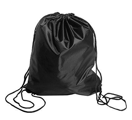 BINGONE Drawstring Bag Folding Backpack Storage Black