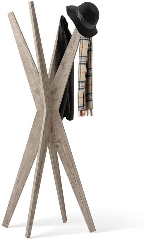Mobili Fiver, Free-Standing Design Coat Rack, Emma Oak, Laminate-Finished, Made in Italy