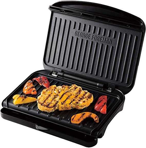 George Foreman 25810 Medium Fit Grill - Versatile Griddle, Hot Plate and Toastie Machine with Improved Non-Stick Coating and Speedy Heat Up, Black