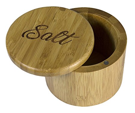 Totally Bamboo Round Salt Box, Cursive Salt Engraved