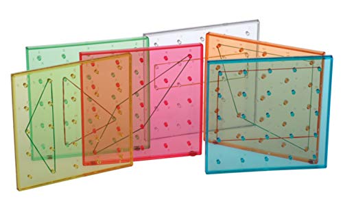 American Educational Products SI-11670 Transparent Rainbow Colored Geoboards