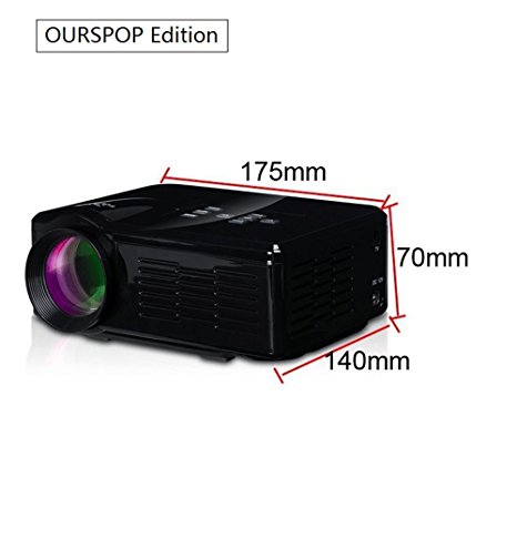 ourspop OP-UR35 New HD Home Cinema HDMI Portable mini LED Projector Theater AV/VGA/USB/SD /TF/TV, Black