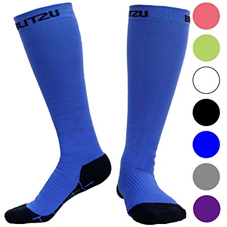 BLITZU Compression Socks 20-30mmHg for Men & Women Best Recovery Performance Stockings for Running, Medical, Athletic, Edema, Diabetic, Varicose Veins, Travel, Pregnancy, Relief Shin Splints, Nursing