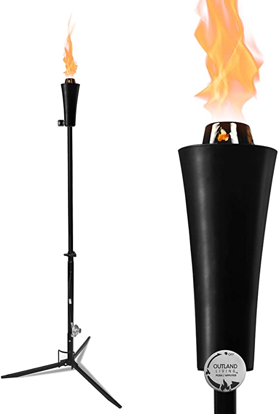 1lb Outdoor Propane Gas Tiki Style Torch - Easily Transform Your Place Into an Elegant Paradise with this Portable 71 inch Long Burning Torch Lighting That Will Compliment any Yard, Pathway, Backyard
