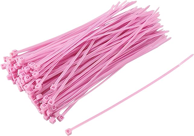 uxcell 120pcs Cable Zip Ties Nylon Cable Wire Ties 6 Inch Self-Locking Nylon Tie Wraps Pink