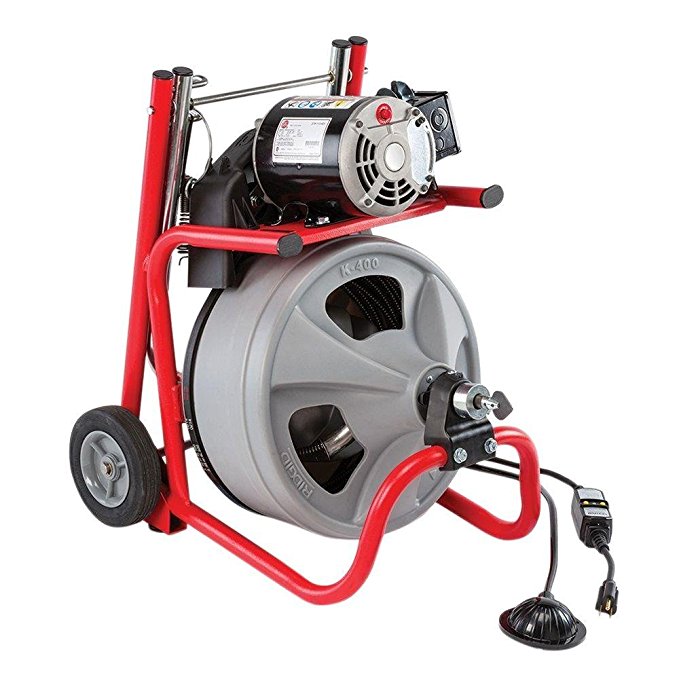 RIDGID 52363 K-400 Drum Machine with C-32 3/8 Inch x 75 Foot Integral Wound (IW) Solid Core Cable, Drain Cleaning Machine