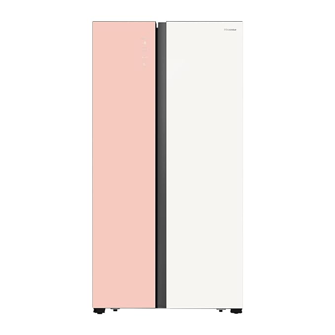 Hisense 564 L 5 Star Inverter Frost-Free Side-By-Side Door Inverter Refrigerator (RS564N4SU, Light Pink And White Glass Finish With Inverter Compressor)