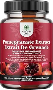 Extra Strength Pomegranate Extract Capsules - Pomegranate Supplement with Superfood Antioxidants & Ellagic Acid - Non-GMO Nitric Oxide Supplement with 5:1 Extract Equivalent to 100mg (60 Capsules)