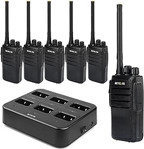 Retevis RT21 Updated Walkie Talkies Adults, Two Way Radios Long Range Rechargeable, 3000mAh Battery, with Six-Way Charger, for Security Warehouse Jobsite(6 Pack)