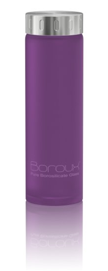 Boroux® Spectrum 16.9 oz pure Borosilicate glass water bottle with exclusive sleeve-less protection in 10 colors from Silikote, a silicone bonded directly to the glass