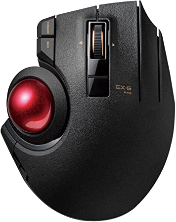 Elecom Trackball Mouse, Wired, Wireless, and Bluetooth Connection, High-Performance Ruby Ball, 8 Mappable Buttons, Smooth Scrolling, Ergonomic Design/BLACK/M-XPT1MRXBK