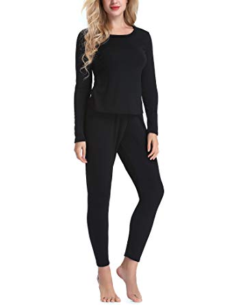 Yulee Women's Fleece Lined Thick Thermal Underwear Set Base Layering Top & Bottom